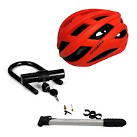 KIT DE PROTECCIÓN XCLUSIVE CASCO MTB, INFLADOR Y CANDADO U LOCK